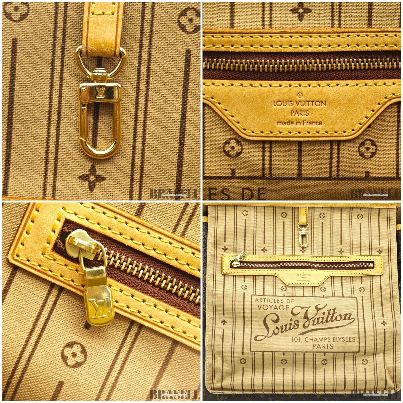 LOUIS VUITTON Neverfull MM M40156 Monogram Large Tote Shoulder Bag Brown