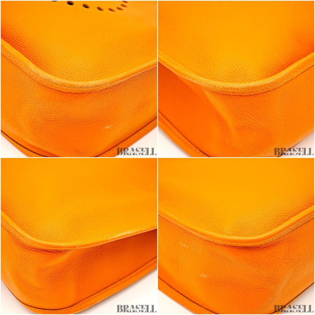 Hermes Evelyn PM Orange Toryon Clemence Crossbody Shoulder Bag w/Dust Bag Strap