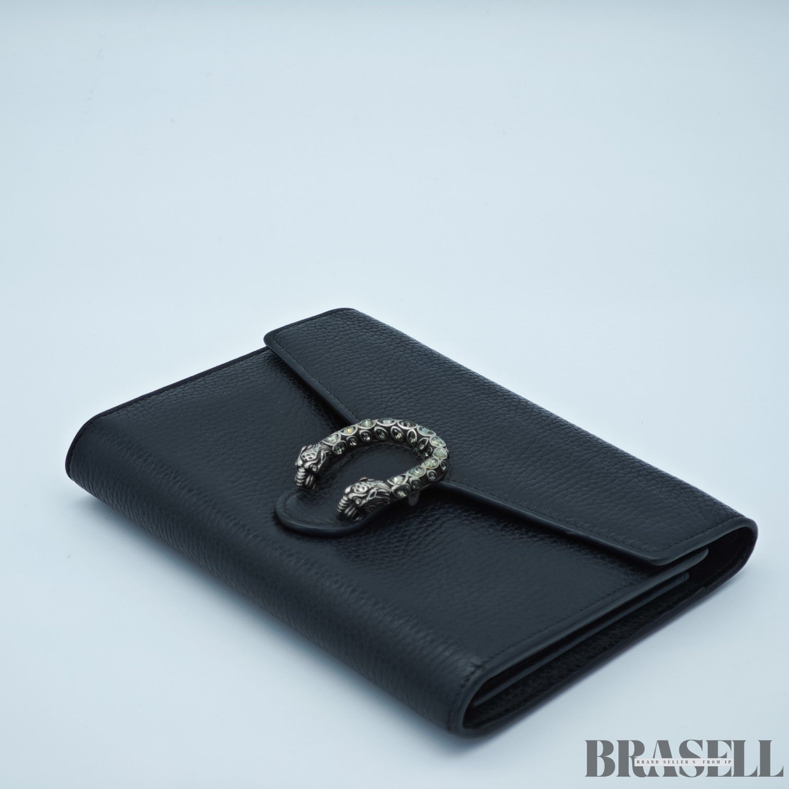 GUCCI Dionysus Tiger Head Chain Wallet 401231 Leather Black