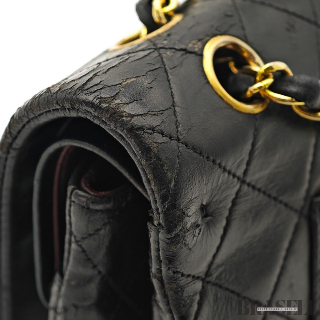 CHANEL Matelassé A01112 Black Handbag Black Woman Chain Shoulder Bag Leather