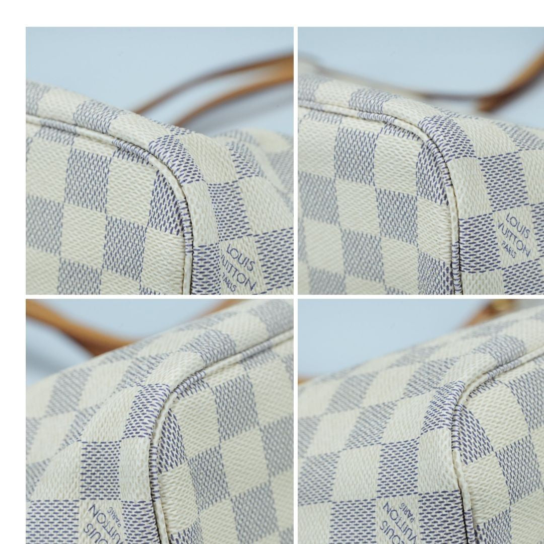 LOUIS VUITTON Damier Azur Neverfull PM N41362 Handbag Tote Bag with Pouch