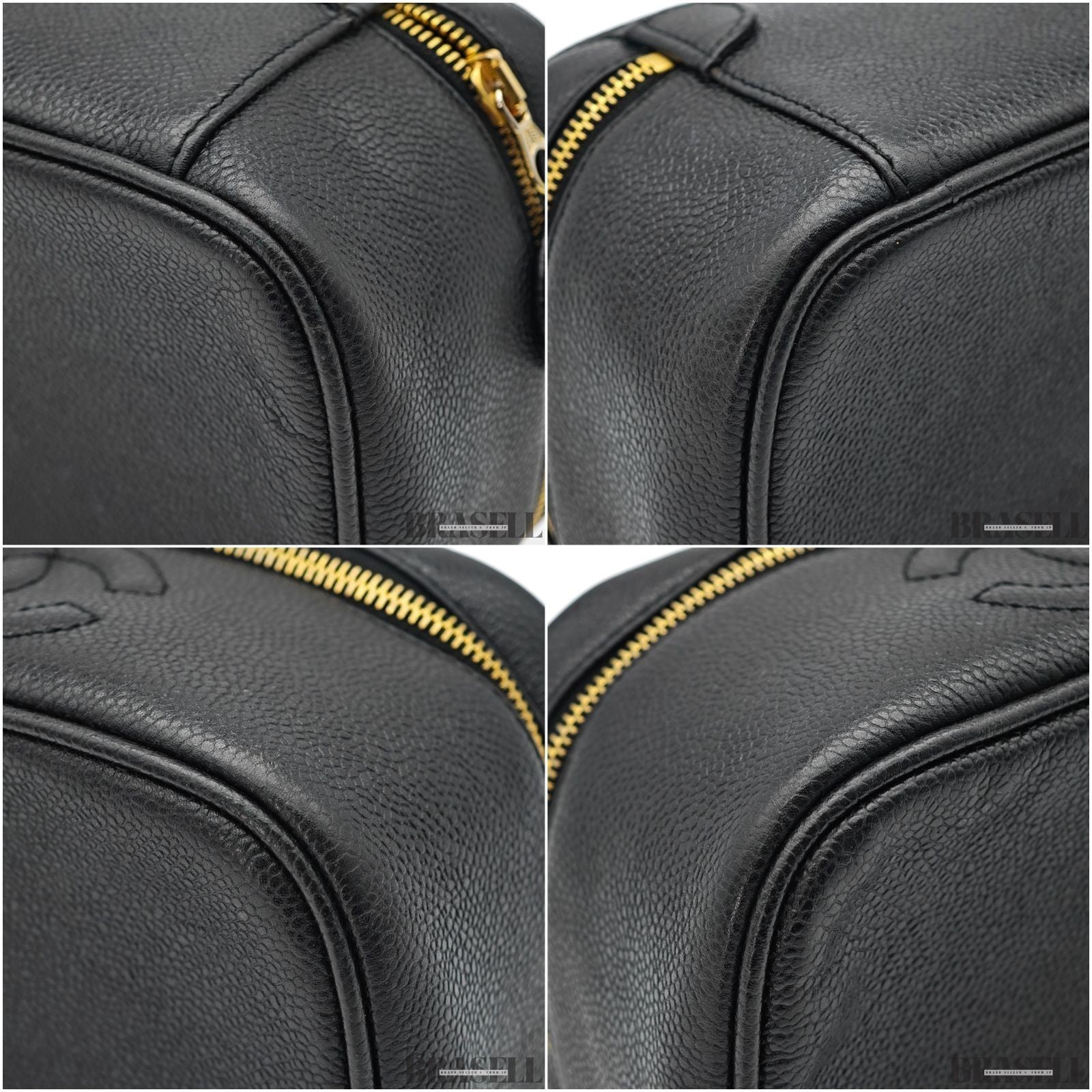 CHANEL Coco Mark Vanity Bag Mini Black Cosmetic Bag Women's