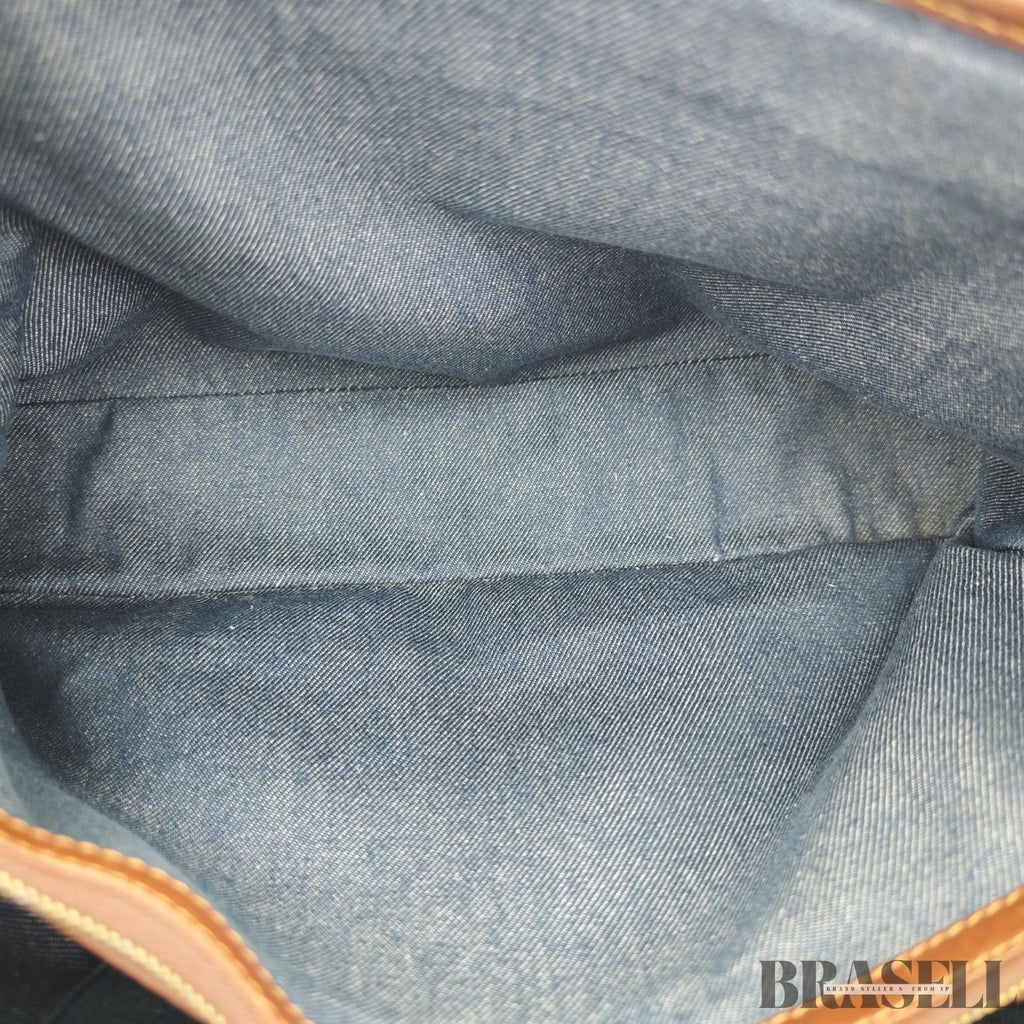 CELINE Macadam Boogie Bag YS00/75 Canvas Handbag in Blue Denim/Brown