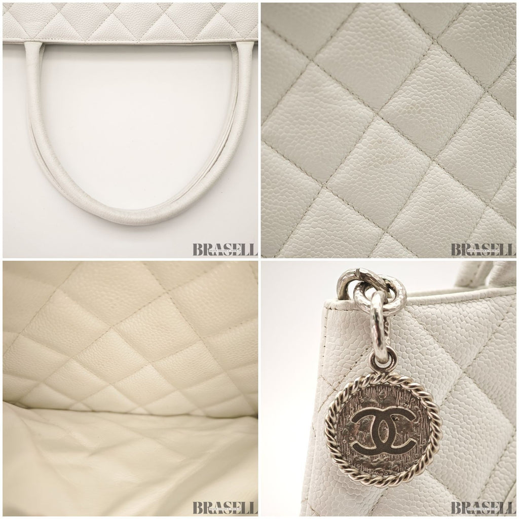 Chanel Reissue Tote Caviar Skin White Tote Bag White Women With Guarantee Card