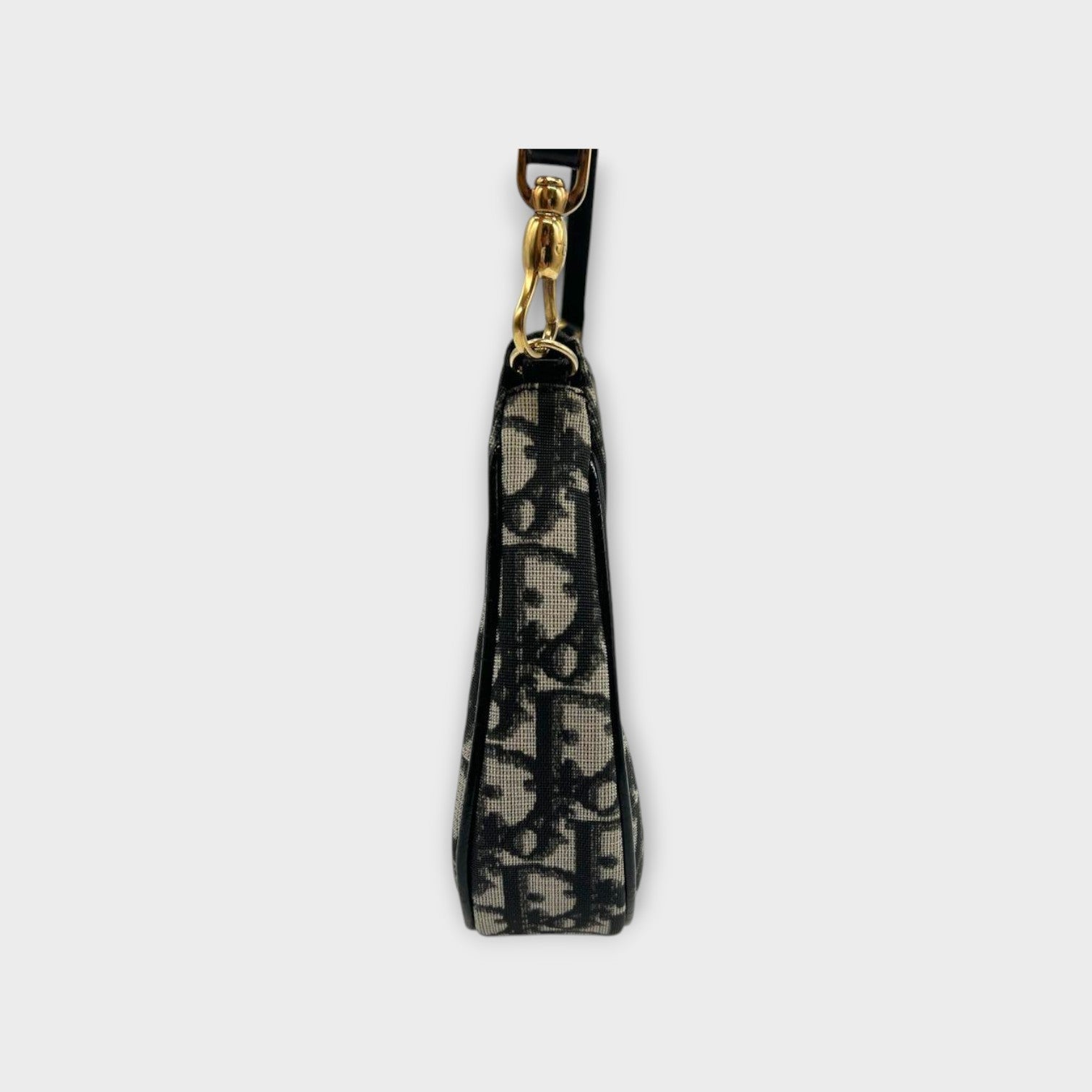 Christian Dior Saddle Trotter Handbag Tote Bag Black Canvas Leather 【A】