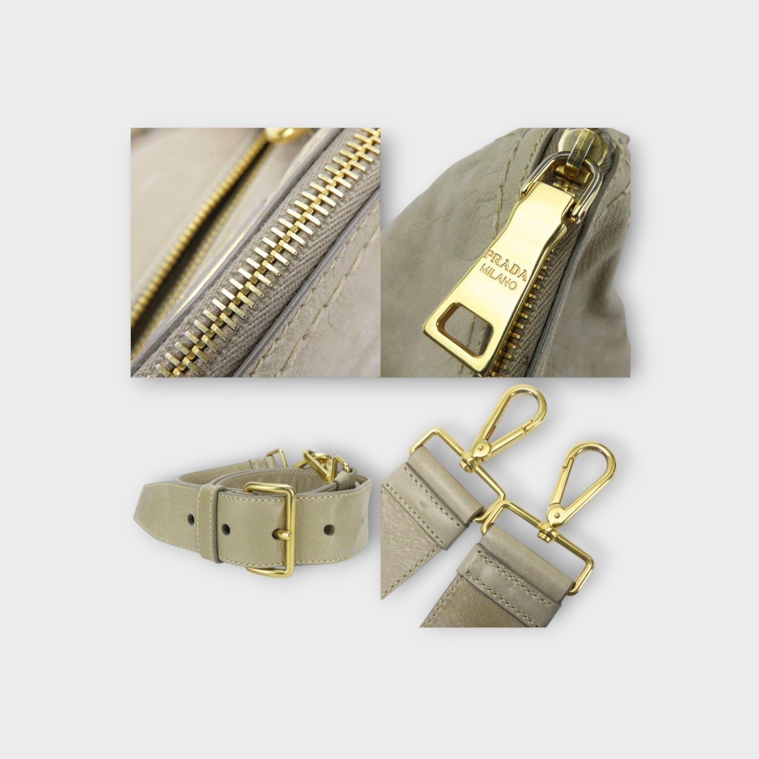 Prada 2Way Handbag BL0678 Triangle Logo Plate Calf Leather POMICE Sand Beige 【B】