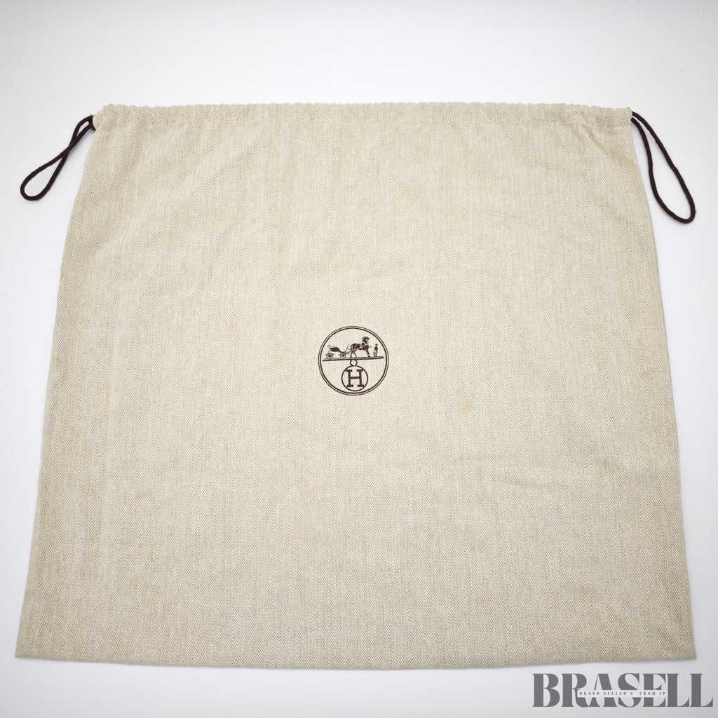 HERMES Garden Party PM Tote Bag Beige Dark Brown Canvas Leather Women’s