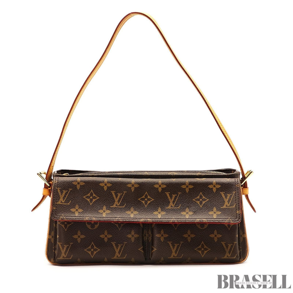 Louis Vuitton Vivacite MM M51164 Bag Handbag Monogram Brown With Box Dust Bag