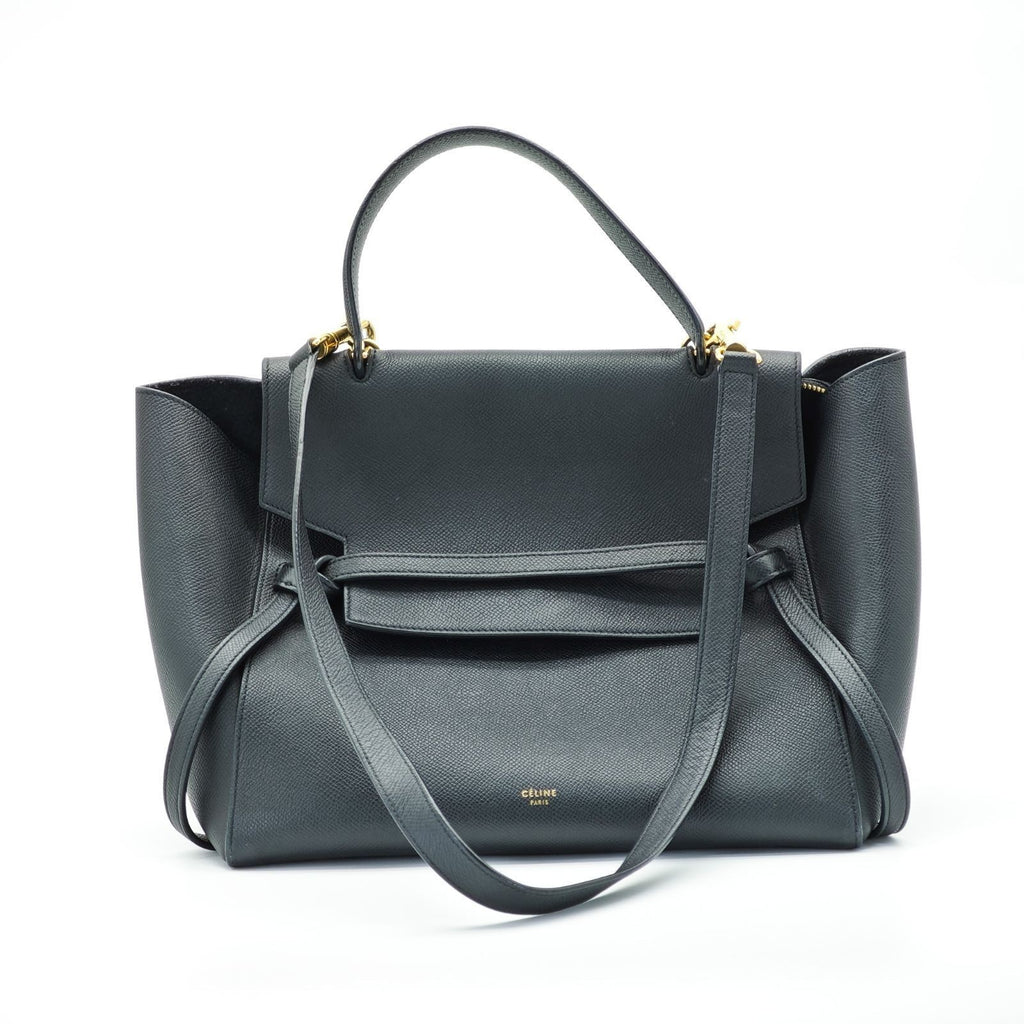 CELINE Luggage Shoulder Bag Leather 2-Way Black Women's