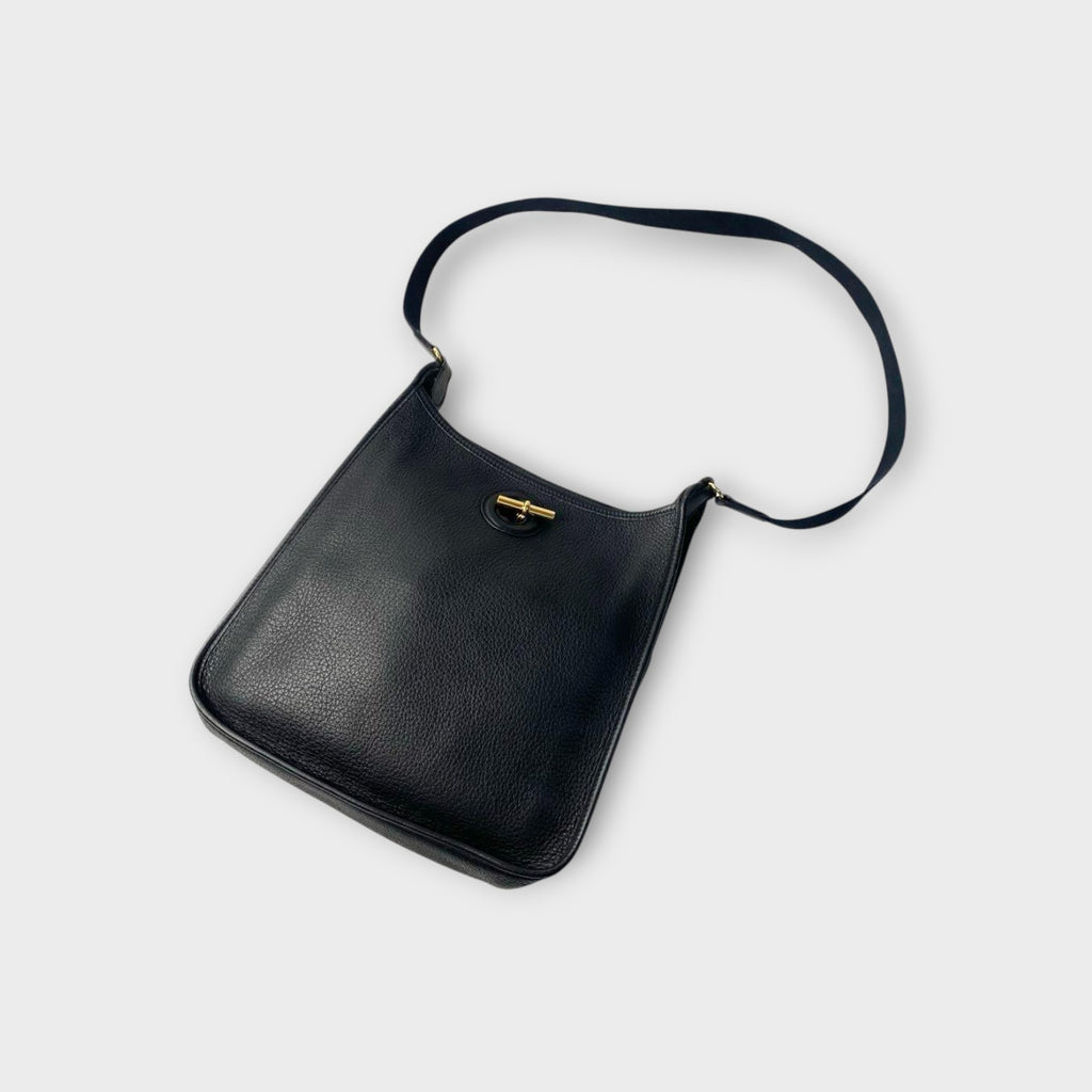 Hermès Vespa PM Black Shoulder Bag Leather A Stamp Gold Hardware 【A】