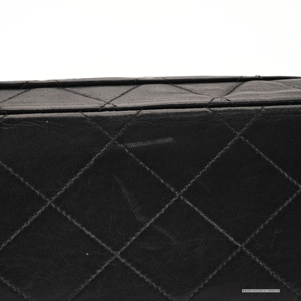 CHANEL Maxi Jumbo Quilted Matelasse Lambskin Flap Bag Handbag Black