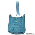 HERMES Evelyn GM 1 Punching H Logo Shoulder Bag Taurillon Clemence Blue Jean
