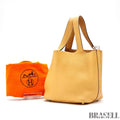 Hermes Picotin PM Bucket Bag Handbag Beige Women Silver Hardware With Dust Bag