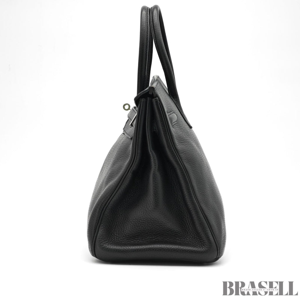 HERMES Birkin 35 Hand Bag Tote Bag Black Noir Taurillon Clemence Women