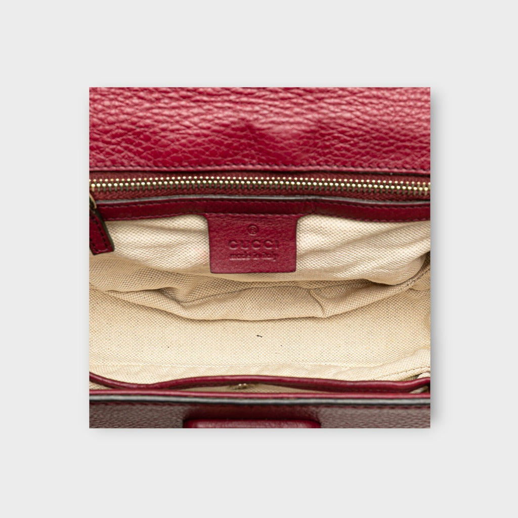 GUCCI New Bamboo Handbag Shoulder Bag 2WAY 256805 Bordeaux Leather【B】