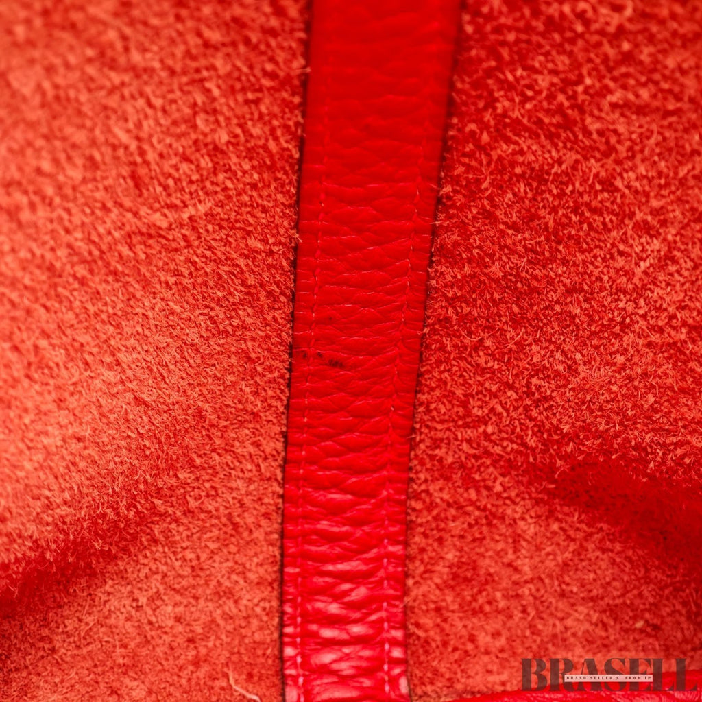 HERMES Picotin Lock MM Tote Bucket Handbag Leather Red w/ Dust Bag