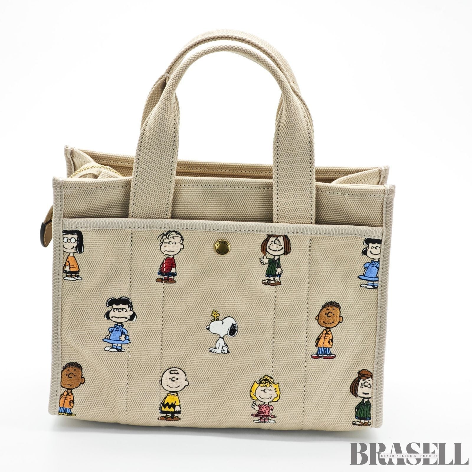 COACH x PEANUTS Snoopy Cargo 2-Way Tote Bag C2657 CBH43 Shoulder Bag Cute Beige
