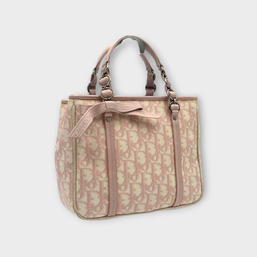 Christian Dior Romantic Trotter Handbag Tote Bag Leather PVC Pink 【B】