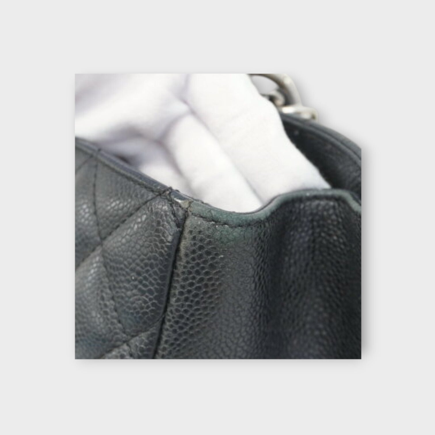 CHANEL Tote bag matrasse caviar skin black silver hardware chain