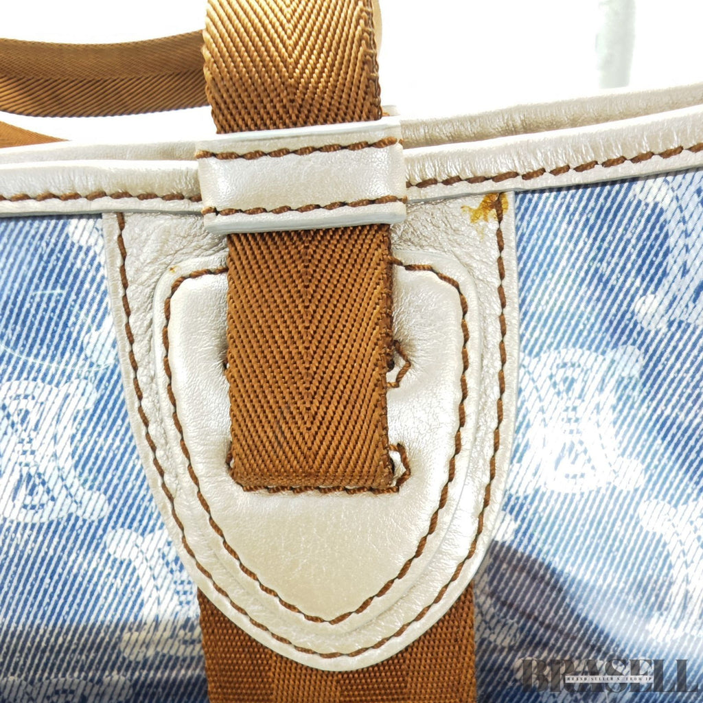 CELINE Macadam Tote Bag with Pouch Blue Women’s