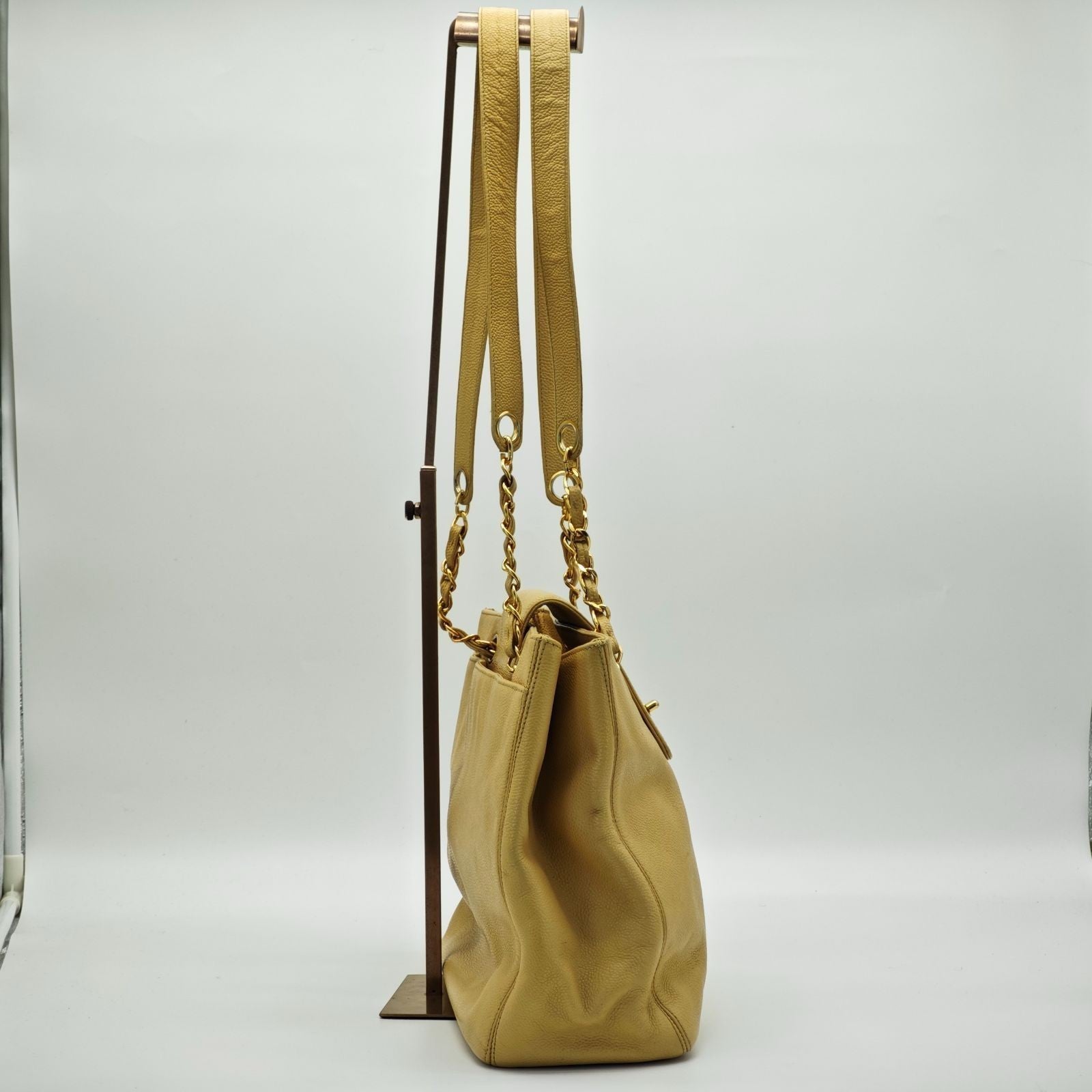 CHANEL Turnlock Chain Tote Bag Beige Women's