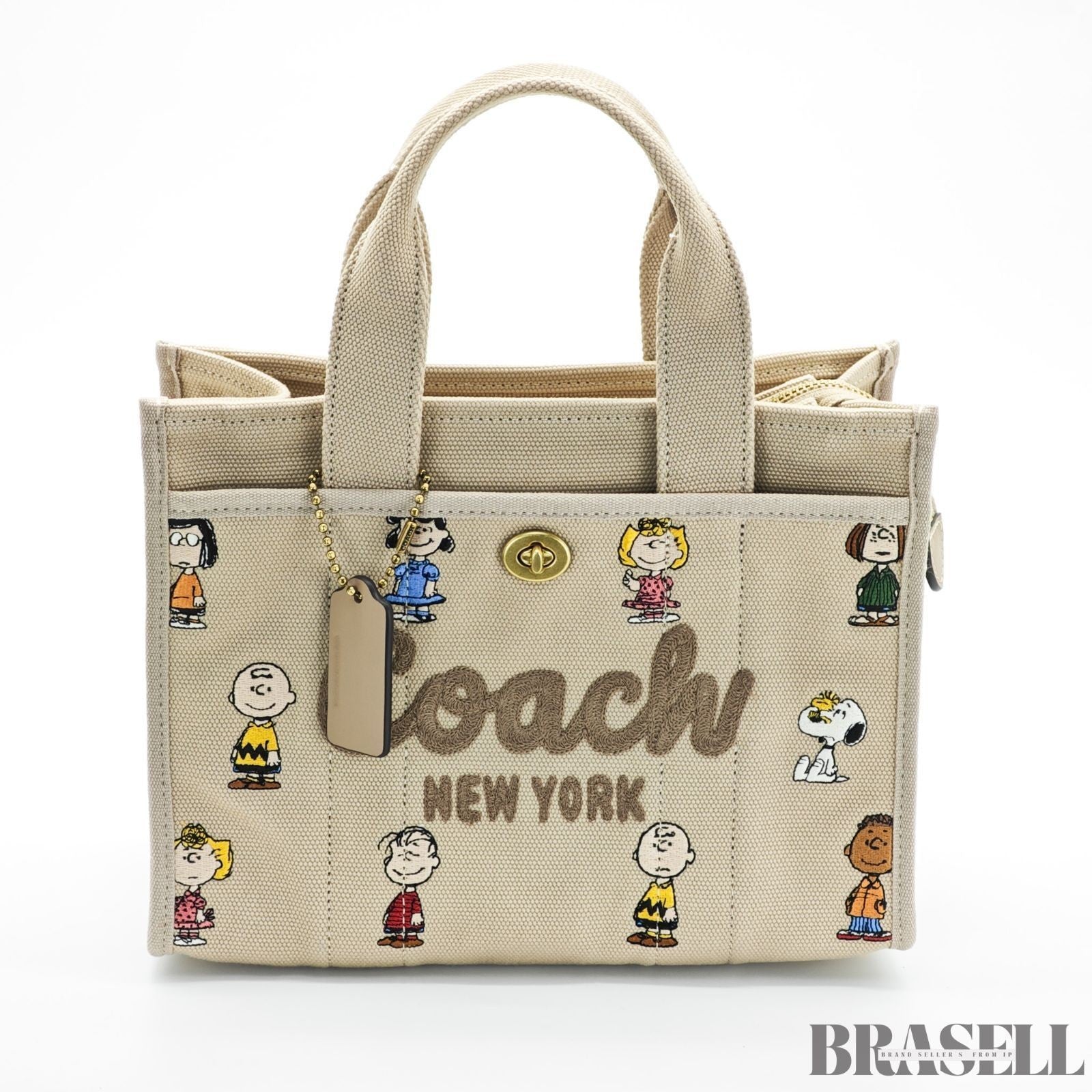 COACH x PEANUTS Snoopy Cargo 2-Way Tote Bag C2657 CBH43 Shoulder Bag Cute Beige
