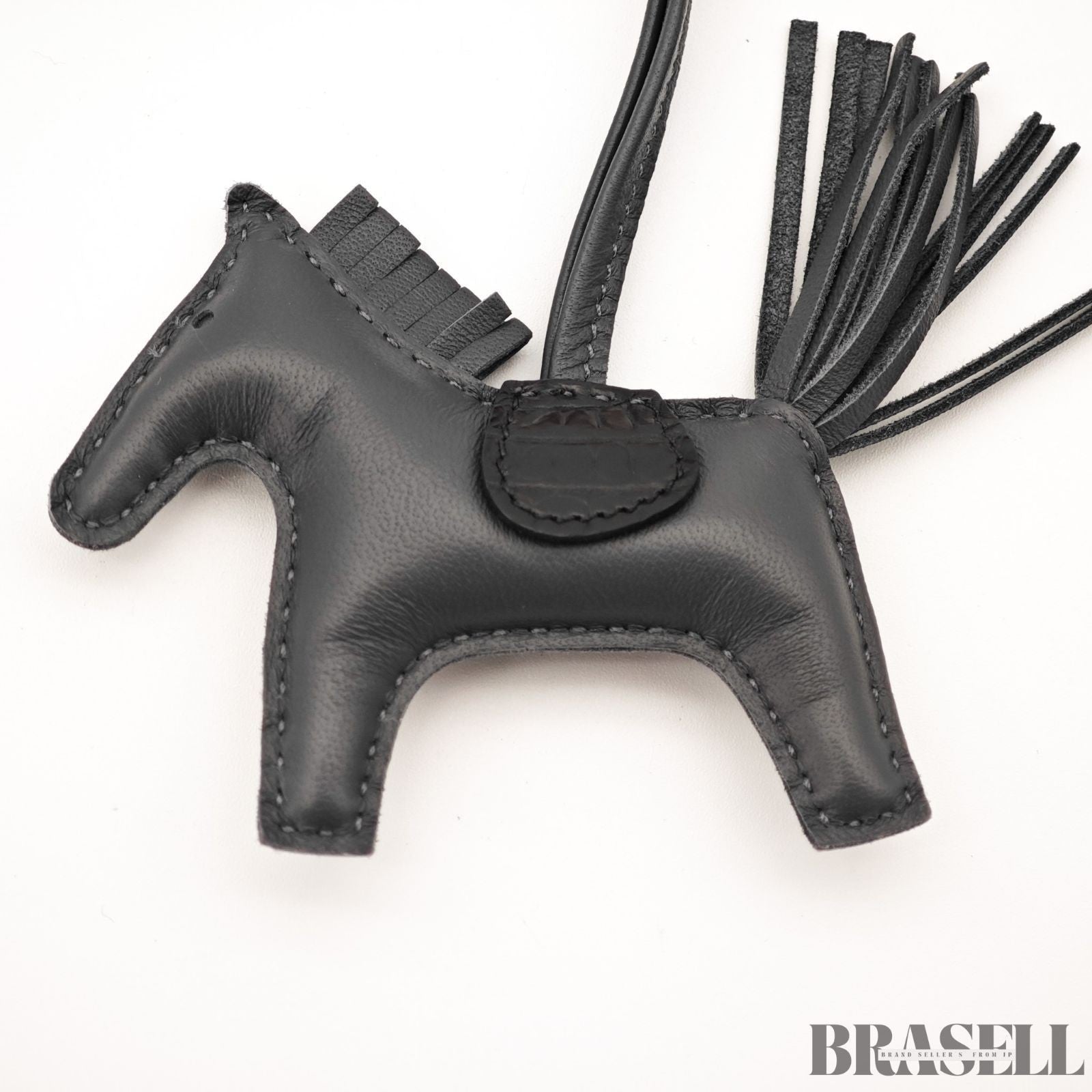 HERMES Rodeo PM Touch Bag Charm Keychain So Black Leather Horse Unisex Box