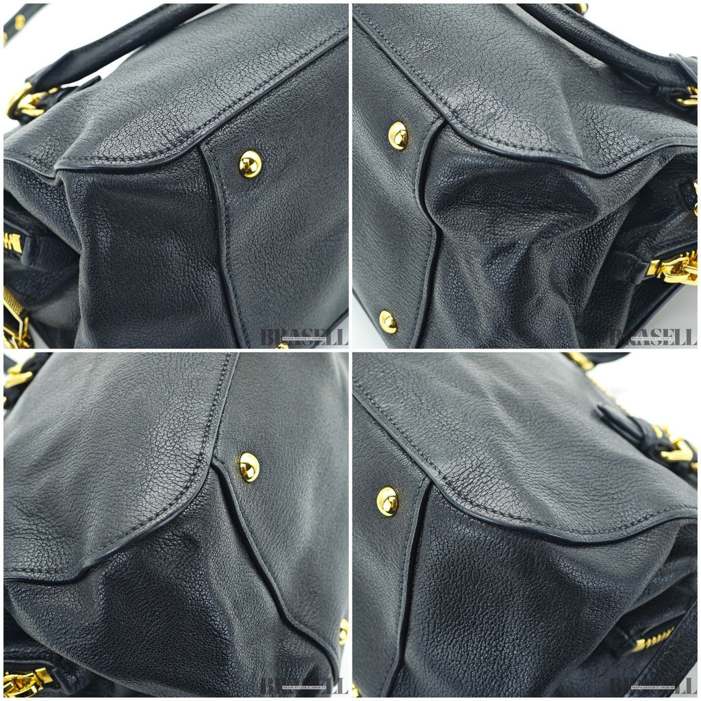 Miu Miu Madras 2-Way Bag RL0058 Handbag Shoulder Bag Black Women's