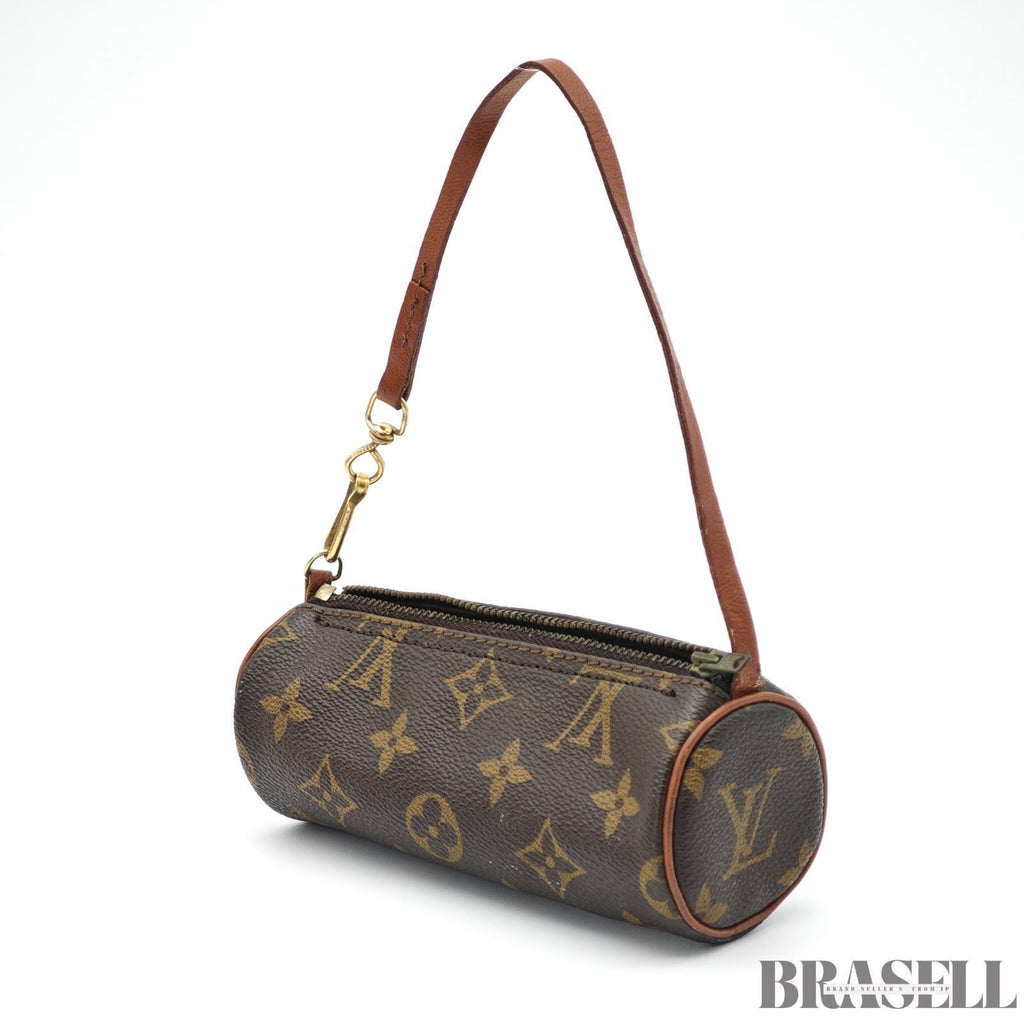 Auth Louis Vuitton Monogram Papillon GM M51365 Handbag Tote Bag Brown w/Poach