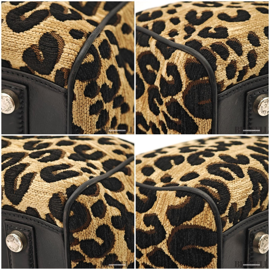 Louis Vuitton Leopard Speedy M97396 Handbag Mini Boston Bag Black Beige
