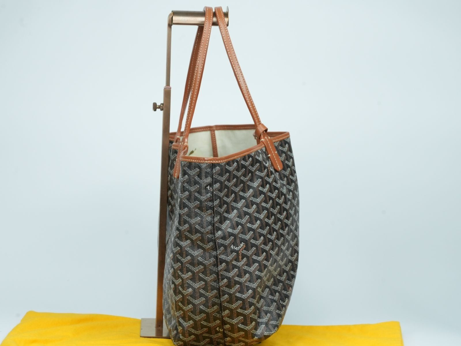 GOYARD Saint Louis PM Tote Bag Canvas Leather Handle Black Women's With Pouch