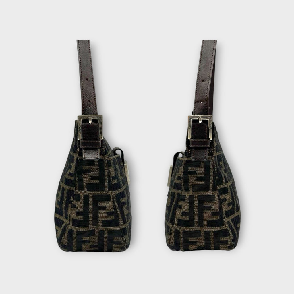 Fendi Mamma Baguette Zucca Pattern Shoulder Bag Brown Canvas Leather 【B】