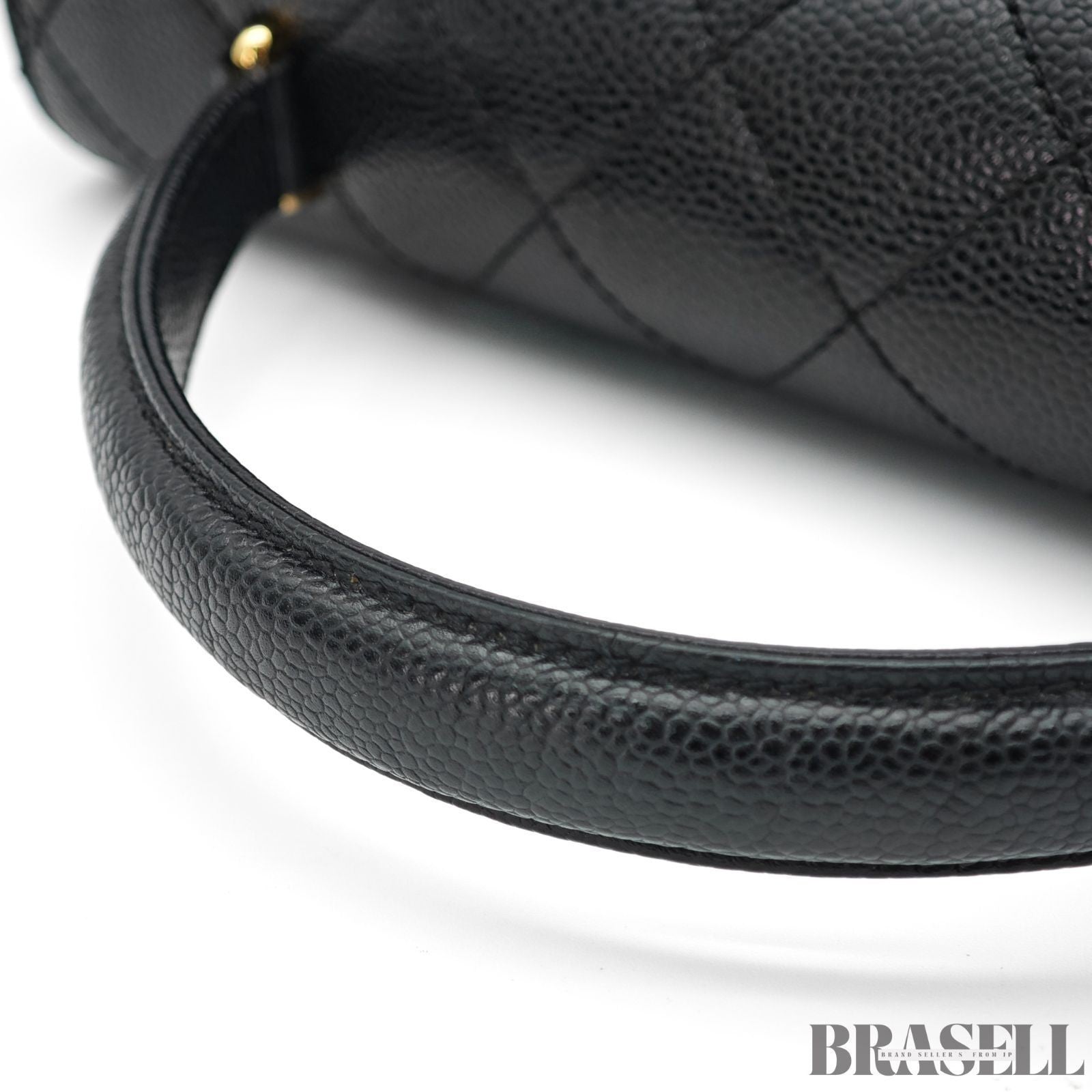 CHANEL Top Handle Bag Caviar Skin Black Handbag Women's Guarantee Card