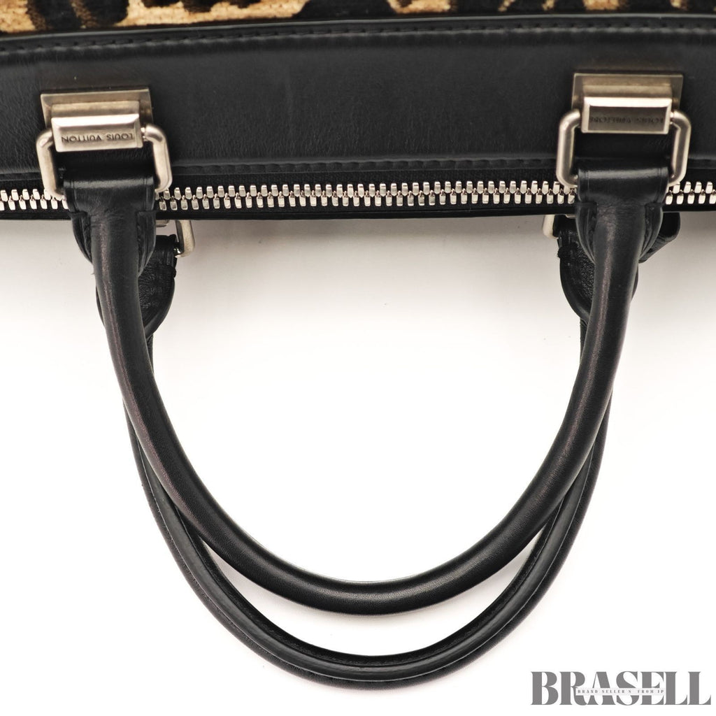 Louis Vuitton Leopard Speedy M97396 Handbag Mini Boston Bag Black Beige