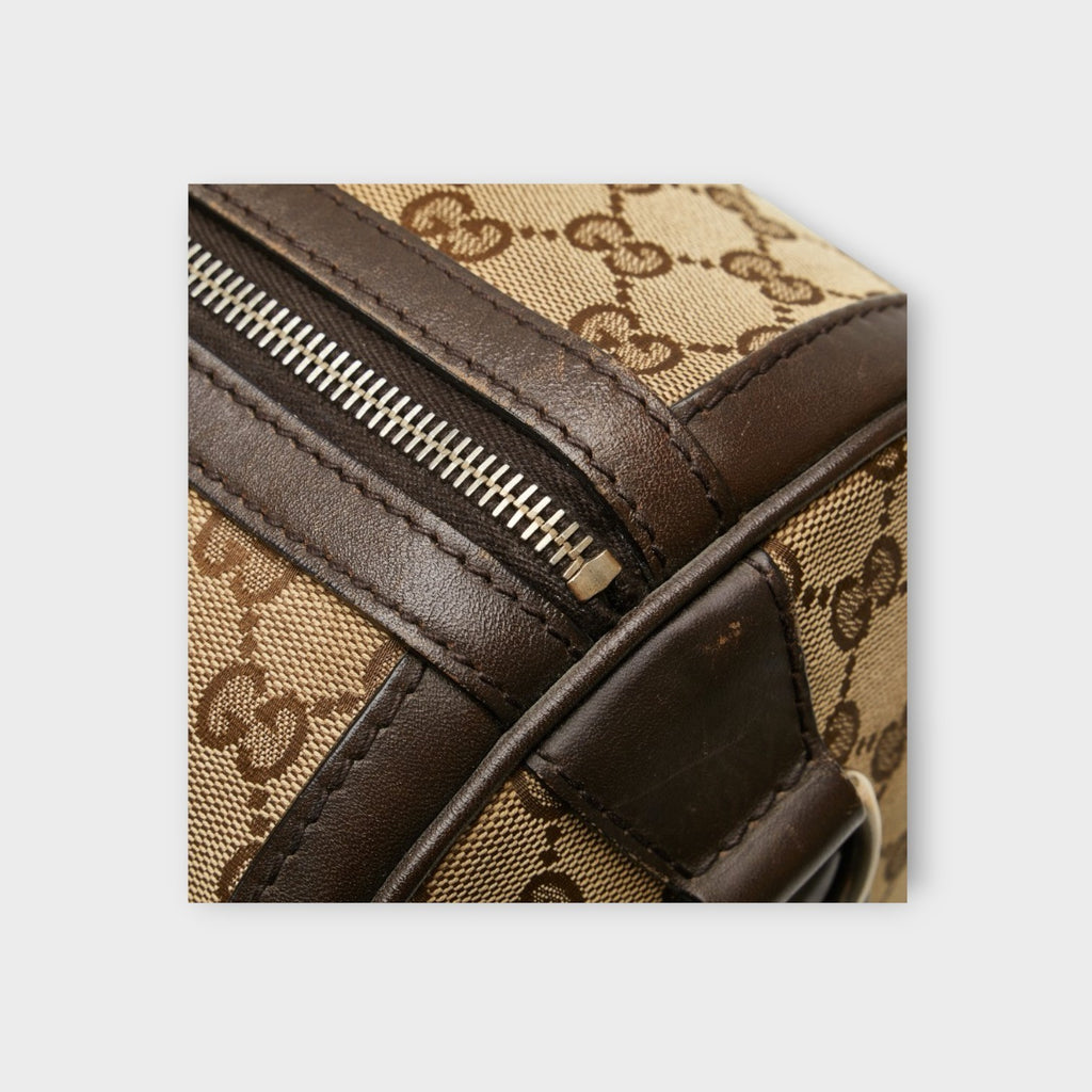GUCCI GG Canvas Web Line Mini Boston Bag Shoulder Bag 2WAY 247205 Beige 【B】