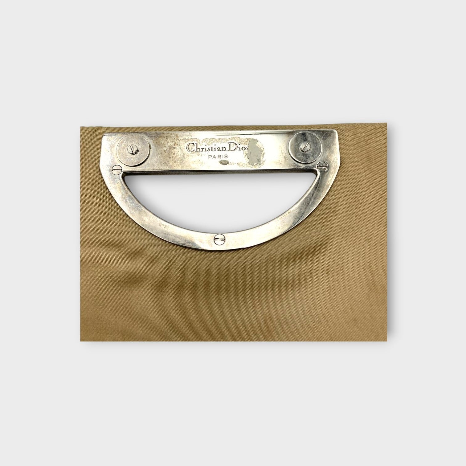 Dior Handbag Tote Bag Beige Haircalf Leather PVC Malice Pearl Magnet 【B】