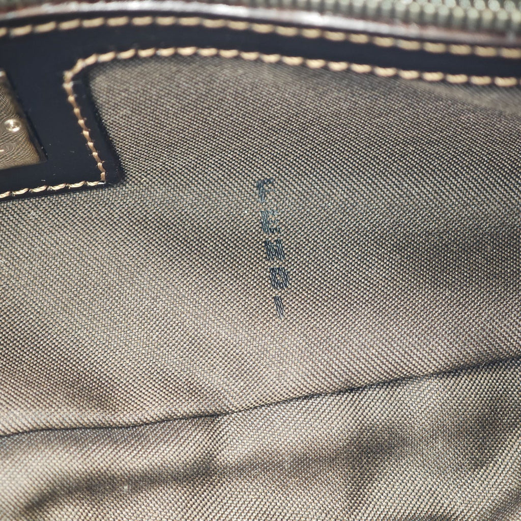 FENDI Mamma Bucket Handbag Canvas and Leather Beige Women's