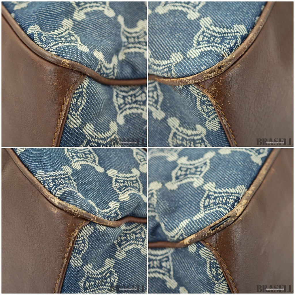 CELINE Macadam Boogie Bag YS00/75 Canvas Handbag in Blue Denim/Brown