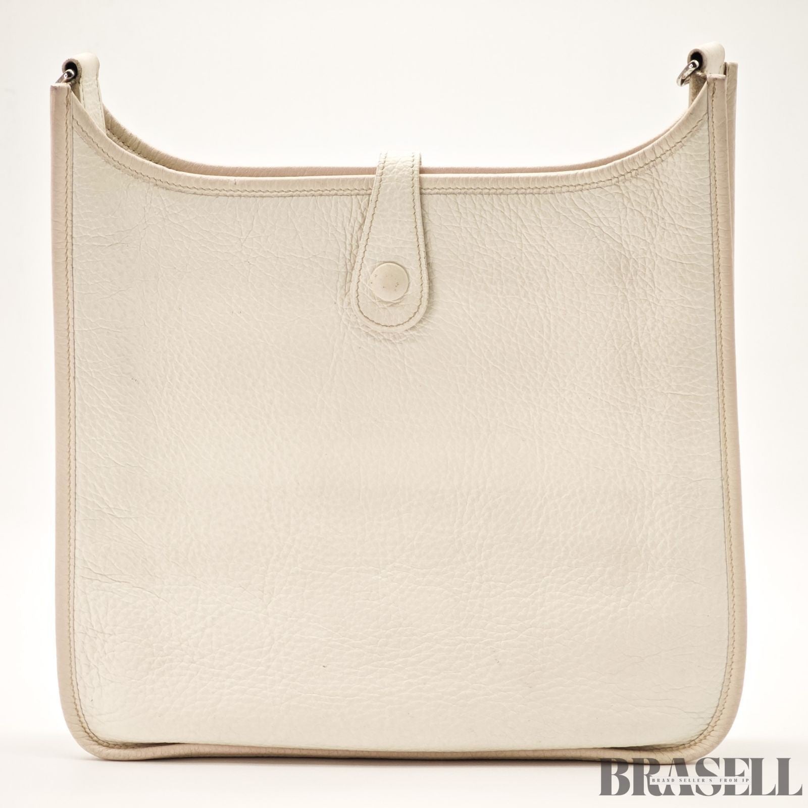 Hermes Evelyne I PM Taurillon Clemence Shoulder Bag White Unisex Silver Hardware