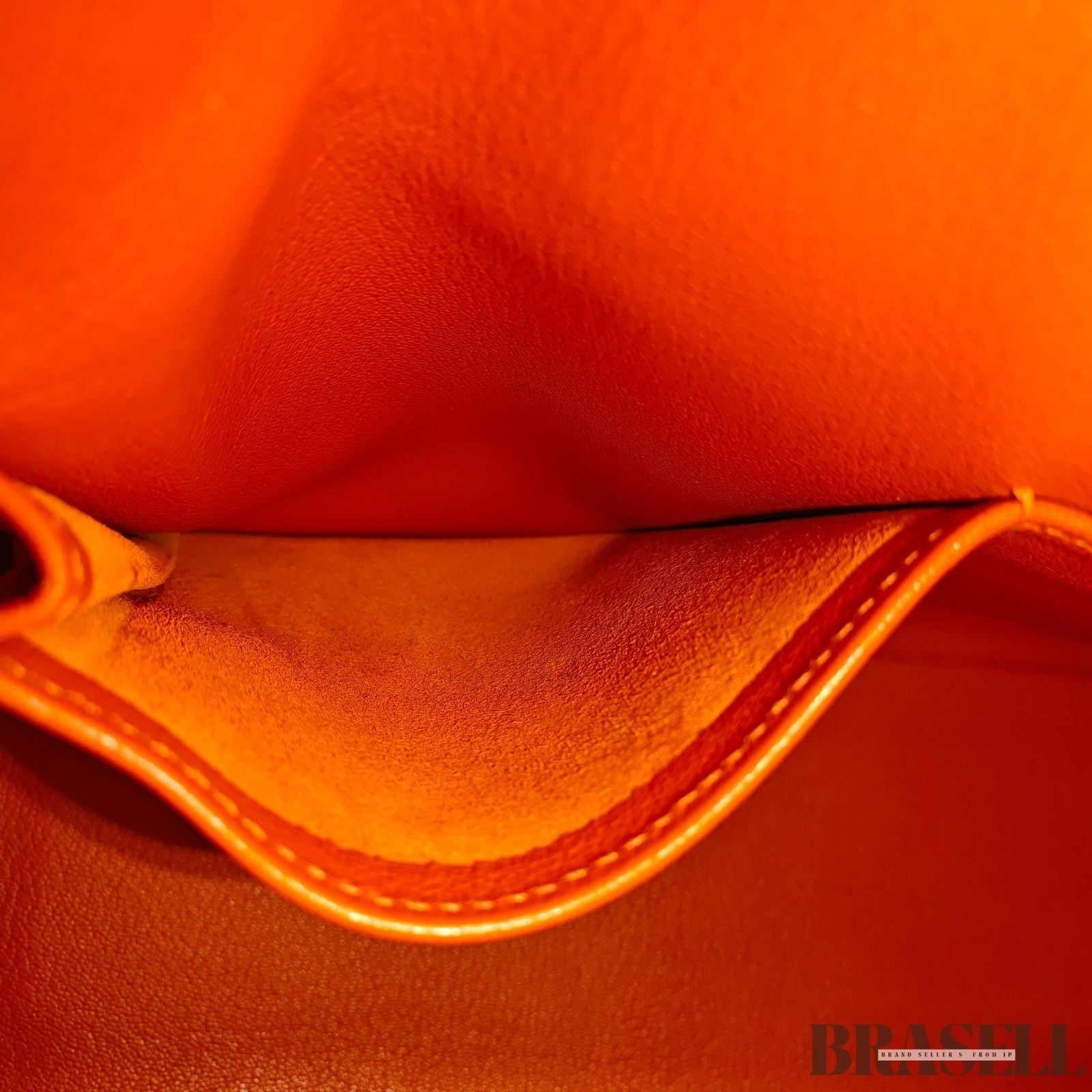 HERMES Kelly 28 Orange Silver Metal Taurillon Clemence 2way Handbag Shoulder Bag