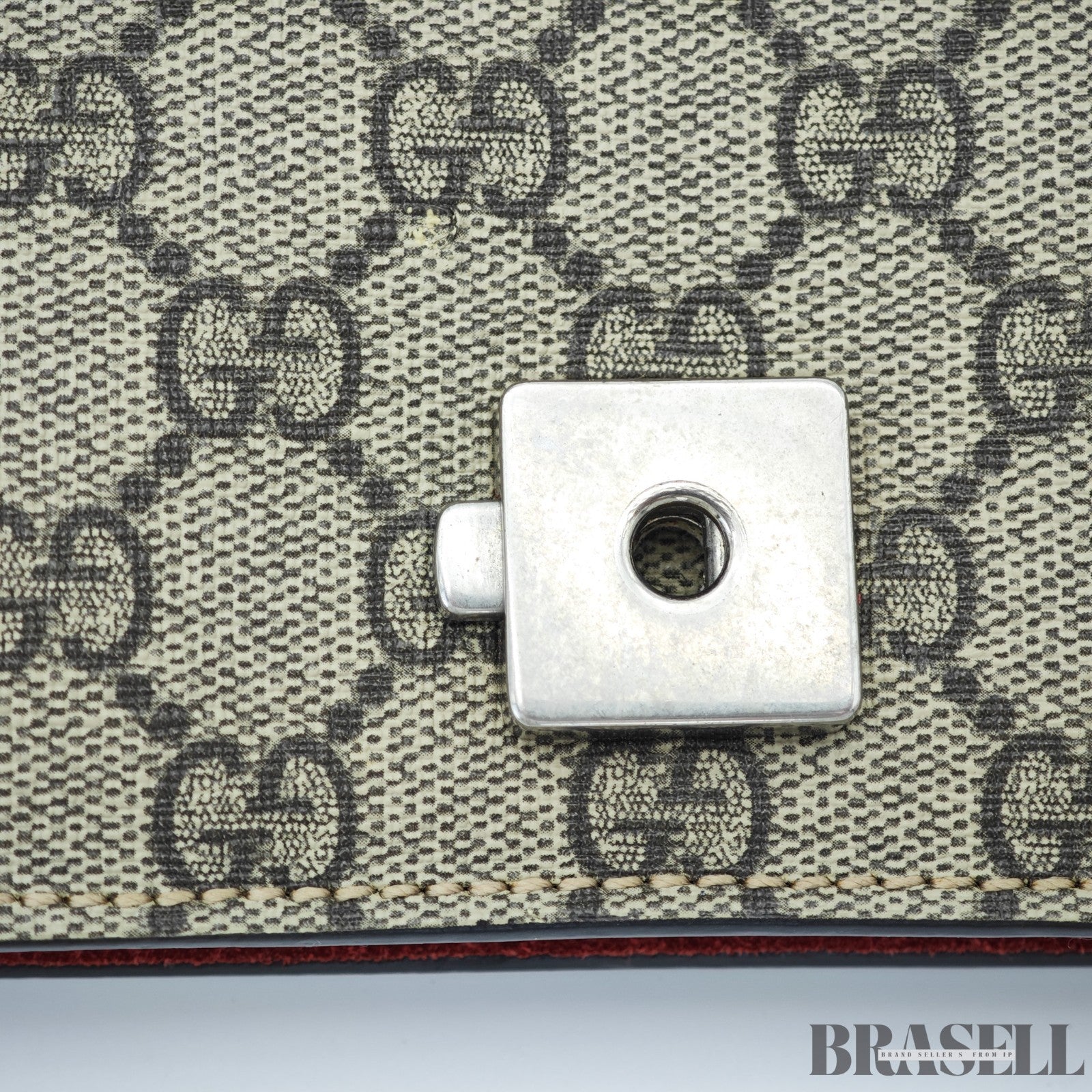 GUCCI Dionysus Mini Chain 421970 GG Supreme Suede Beige/Red