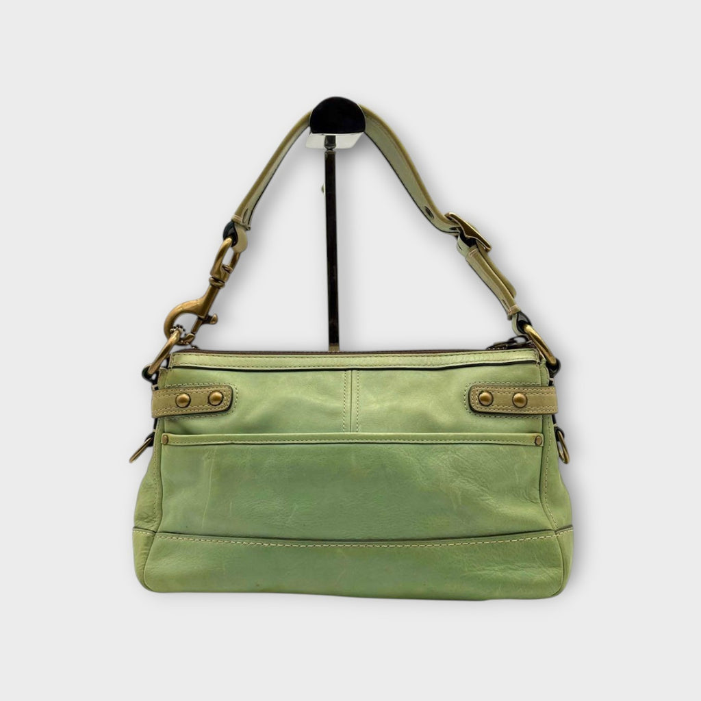 Coach Legacy Turnlock Gold Hardware One Shoulder Bag Leather Green 【B】