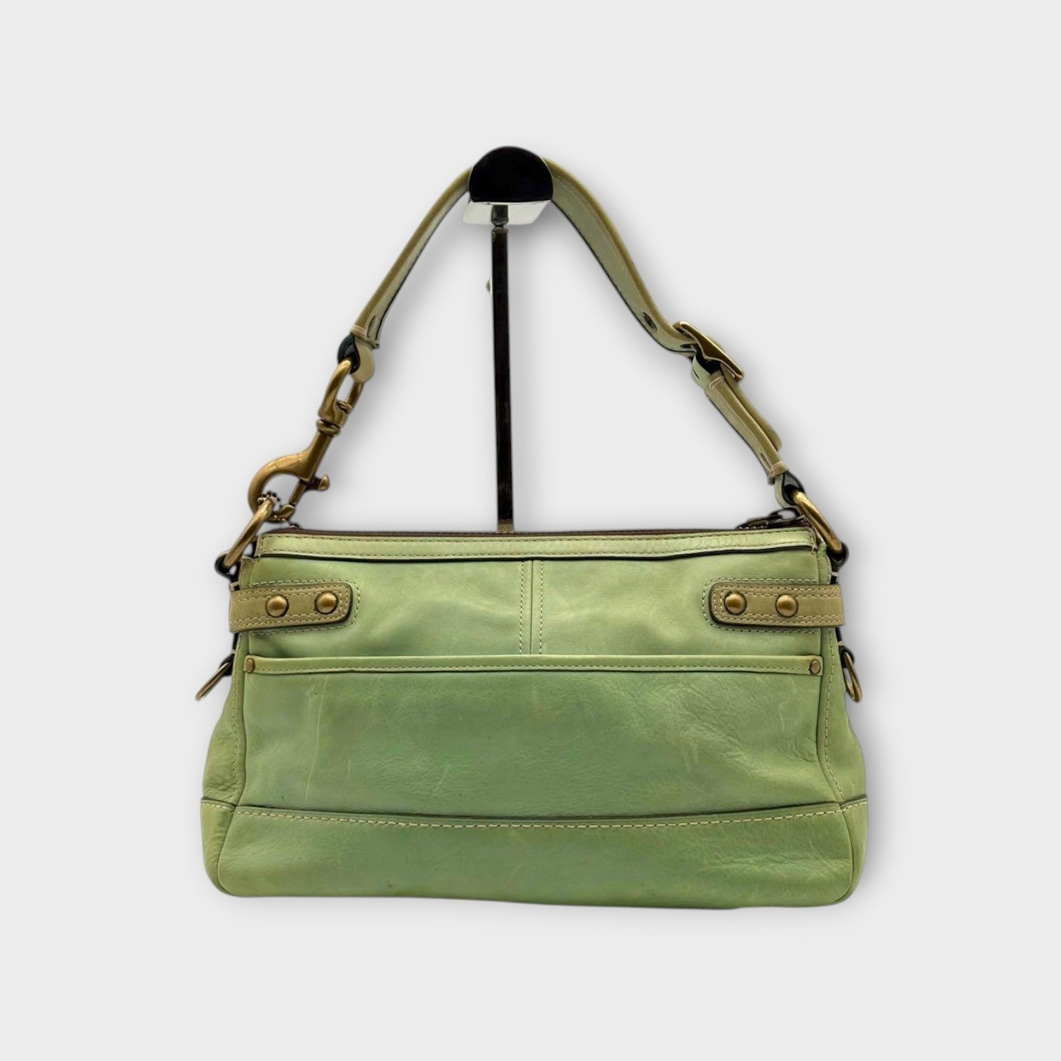 Coach Legacy Turnlock Gold Hardware One Shoulder Bag Leather Green 【B】