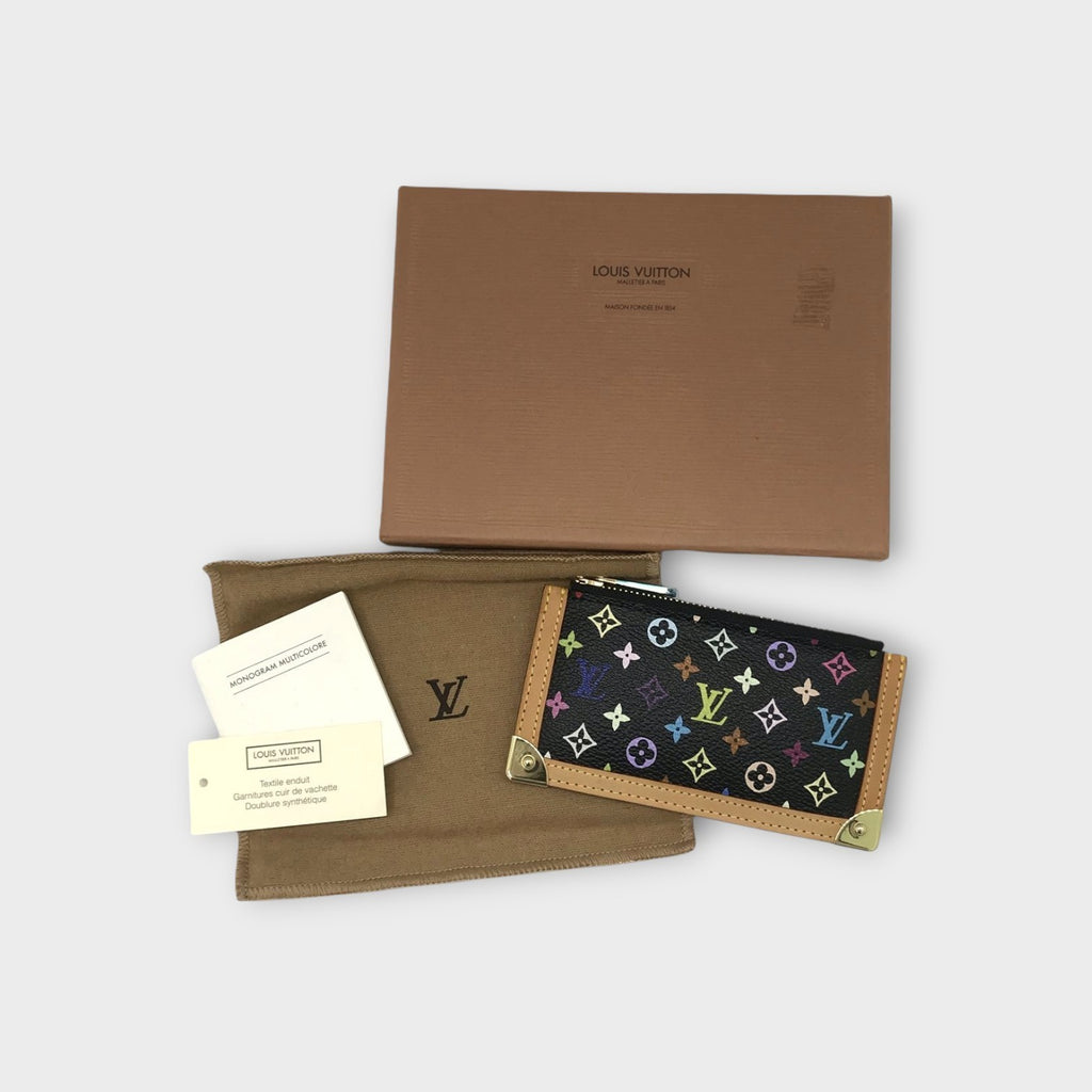 Louis Vuitton M92654 Pochette Clé Monogram Black Multicolor Coin Case Canvas 【A】