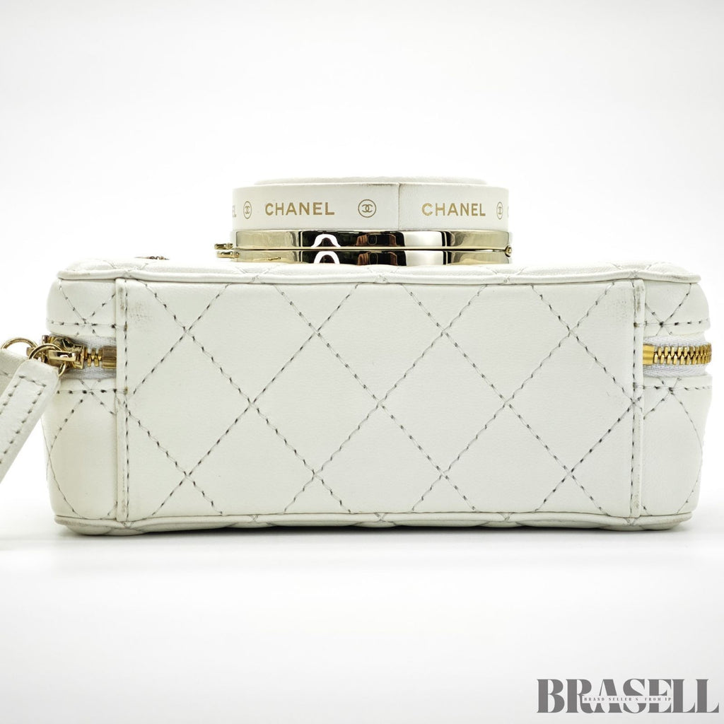 Chanel Matelassé Camera Bag AS4817 Shoulder Bag Compact With Mirror White