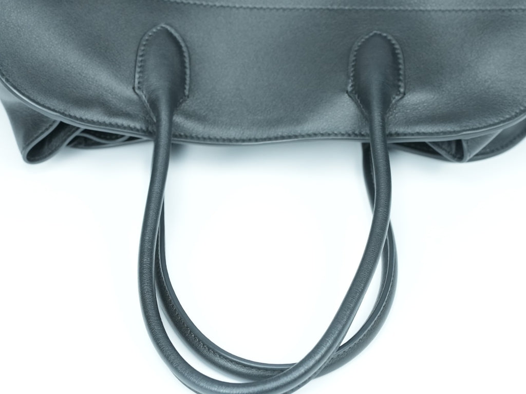 The Row Soft Margaux 15 Bag in Black saddle leather