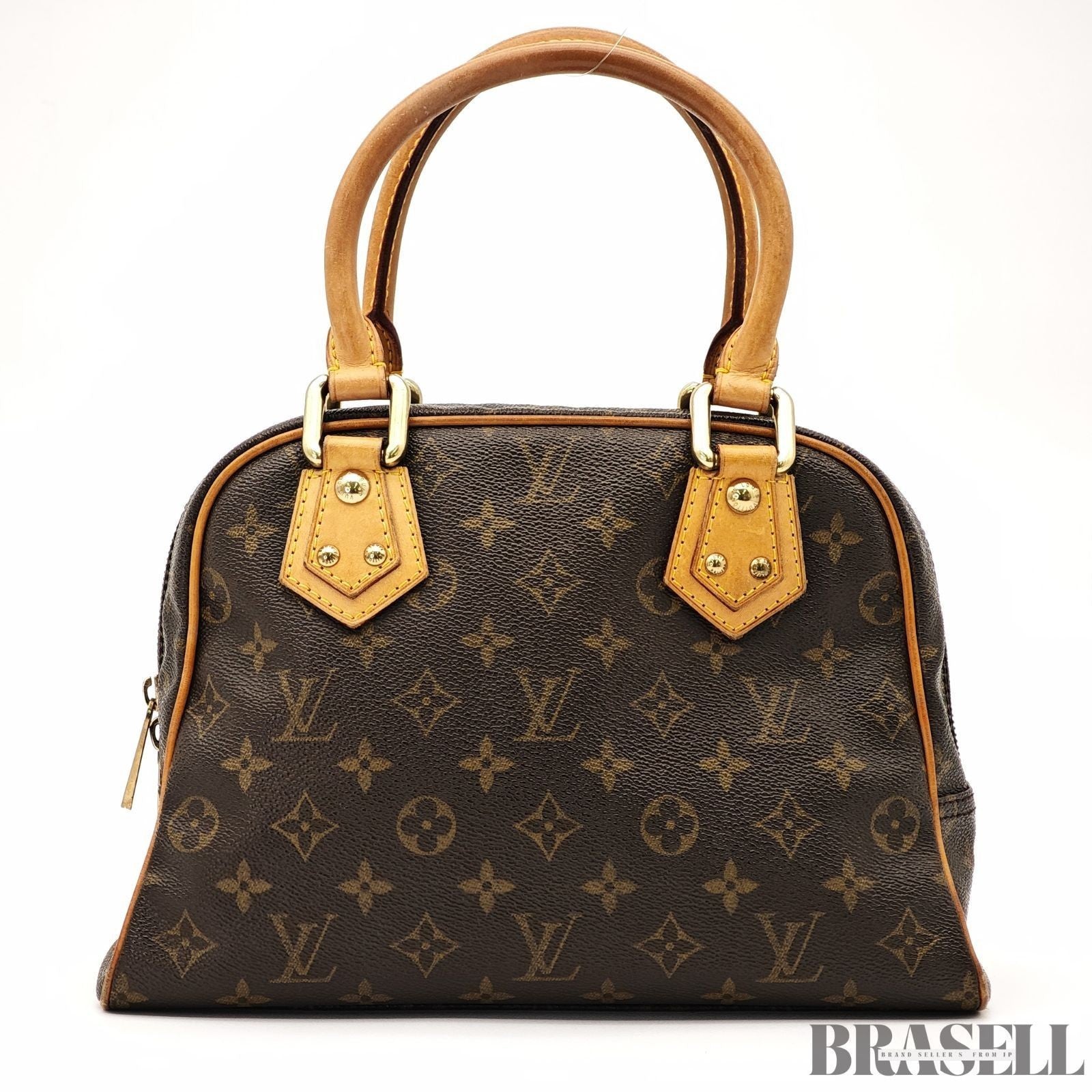 Louis Vuitton Manhattan PM M40026 Monogram Canvas Handbag Bag Pockets Brown