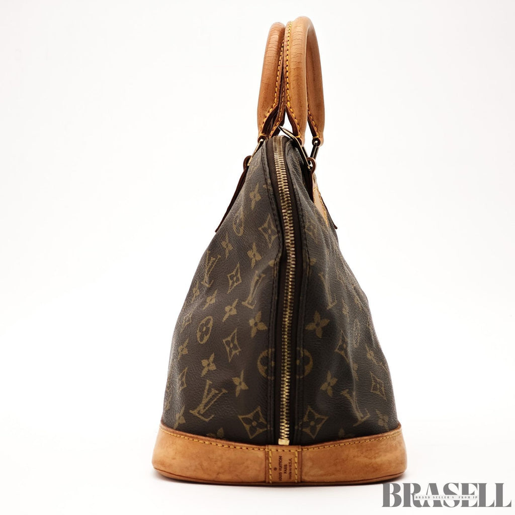 Louis Vuitton Alma PM M51130 Monogram Canvas Handbag Brown Unisex w/Padlock Key