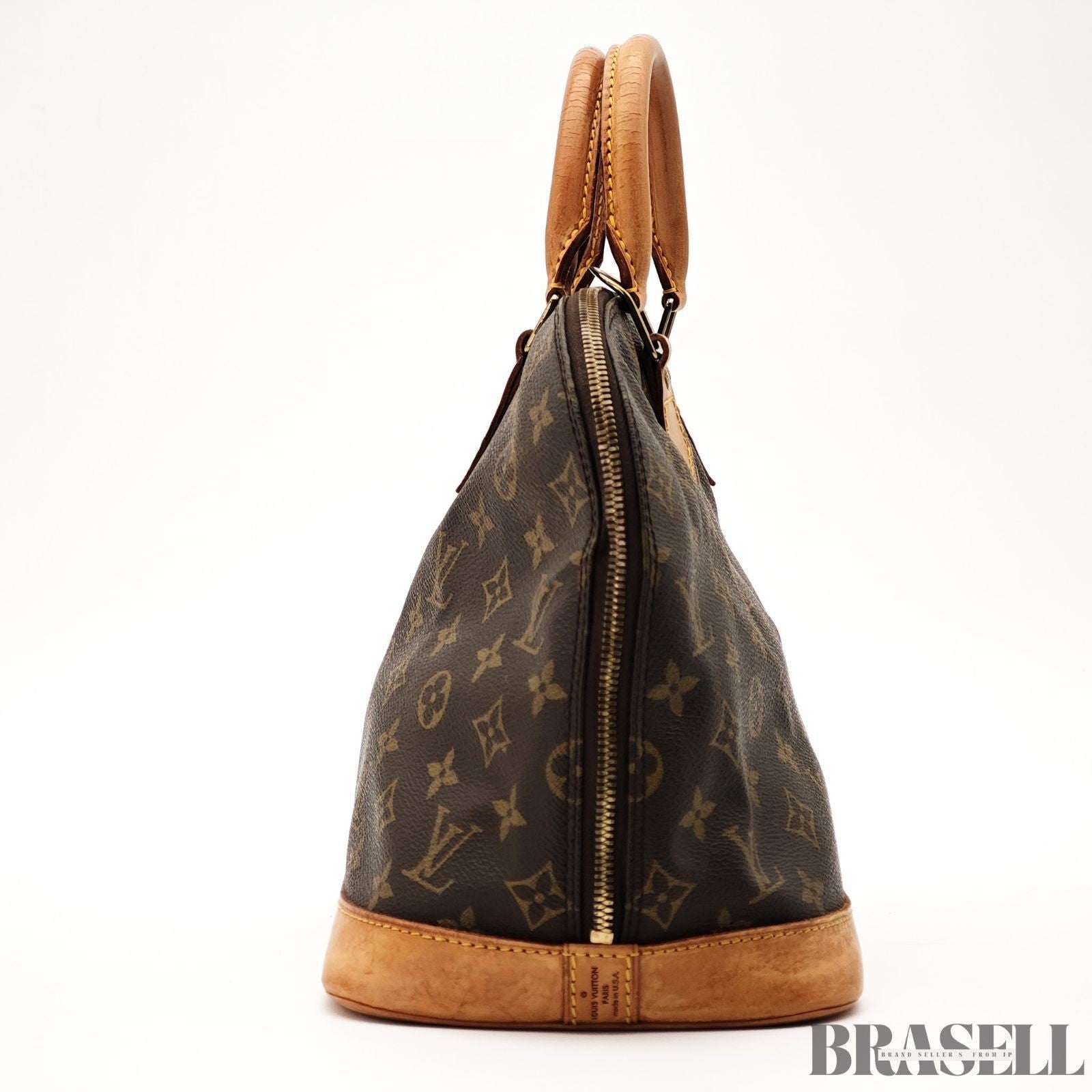 Louis Vuitton Alma PM M51130 Monogram Canvas Handbag Brown Unisex w/Padlock Key
