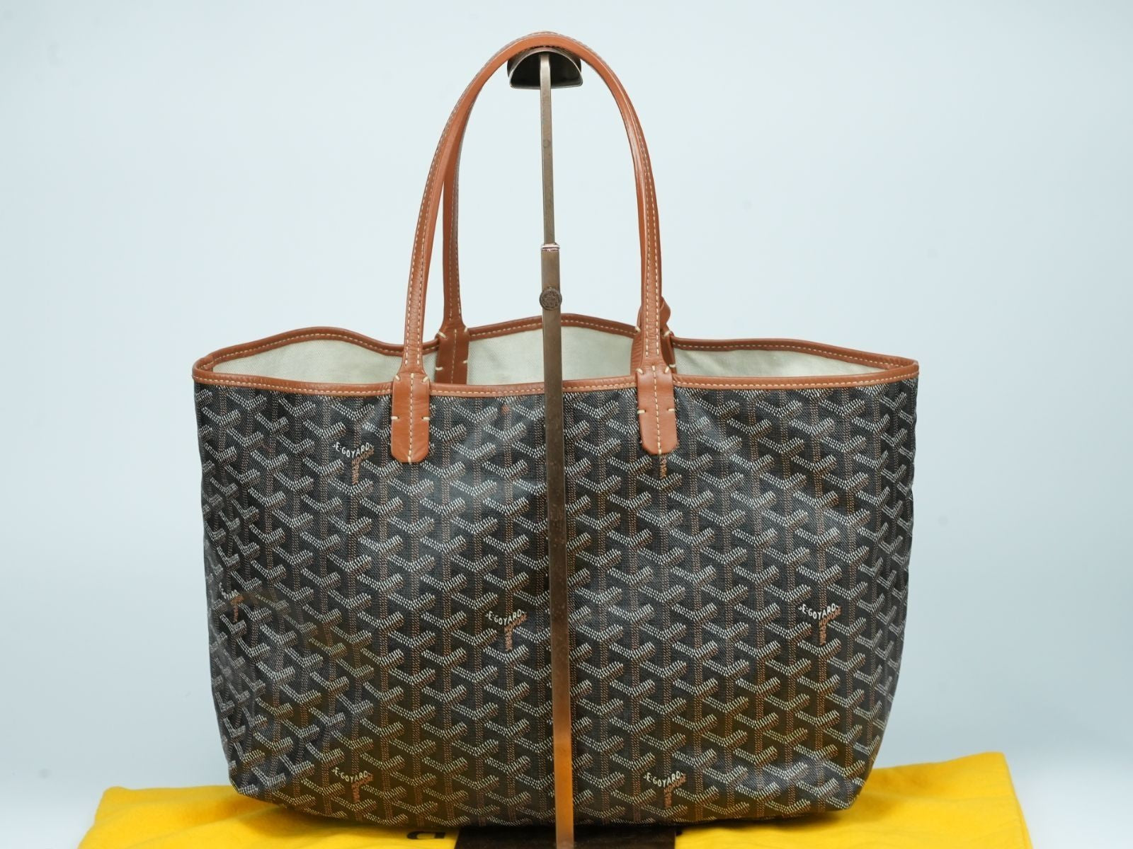 GOYARD Saint Louis PM Tote Bag Canvas Leather Handle Black Women's With Pouch